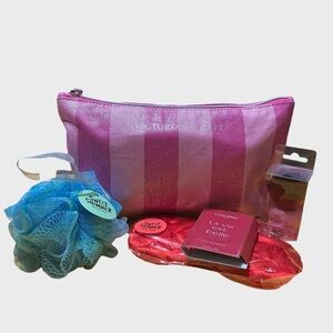 Victoria’s Secret Striped Cosmetic Bag Sweet Shimmer Beauty Set Lancôme Sample